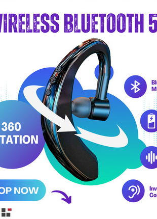 Wireless Bluetooth 5.0 Earpiece Headset Driving Trucker Earbuds Noise Puce Gaia