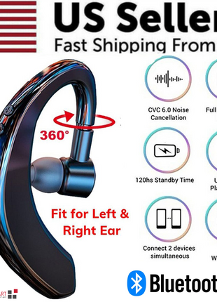 Wireless Bluetooth 5.0 Earpiece Headset Driving Trucker Earbuds Noise Puce Gaia