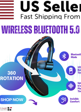 Wireless Bluetooth 5.0 Earpiece Headset Driving Trucker Earbuds Noise Puce Gaia