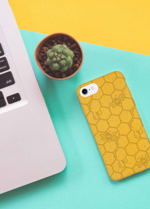 Honey Bee -  Biodegradable phone case - Yellow, Orange and Black Tan Lily