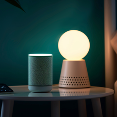 Smart lights, LED strips, and ambient lamps displayed in a modern tech-inspired layout