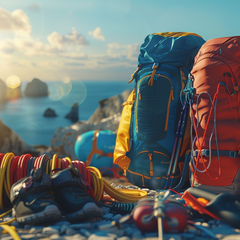 Smart sports and outdoor gadgets including camping lights, fitness trackers, and portable tech