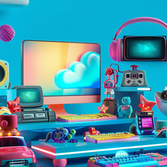 Electronic tech toys including drones, RC cars, and STEM gadgets in a clean product layout