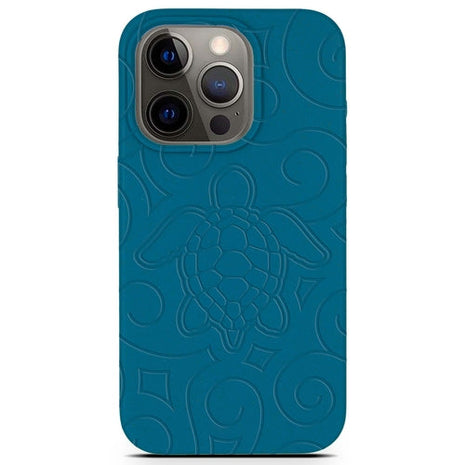 Ocean Turtle -  Biodegradable phone case - Ocean Blue and Black Tan Lily
