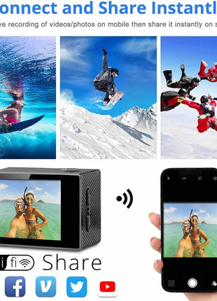 4K  Waterproof All Digital UHD WiFi Camera + RF Remote And Accessories Salmon Lucky