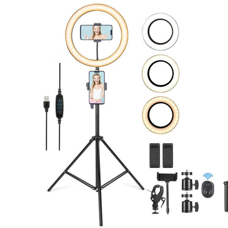 LED Ring Light With Phone Tripod Stand Kit 10" Yellow Pandora
