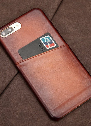 Antique Lamb Leather iPhone Card Case Fuchsia Molly