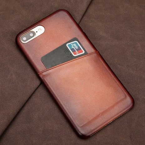 Antique Lamb Leather iPhone Card Case Fuchsia Molly
