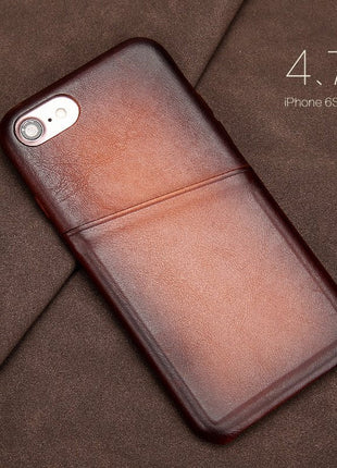 Antique Lamb Leather iPhone Card Case Fuchsia Molly