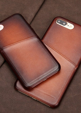 Antique Lamb Leather iPhone Card Case Fuchsia Molly