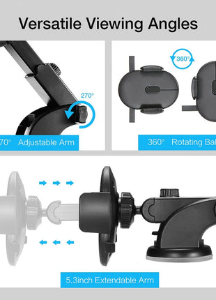Car Phone Holder Long Rod Telescopic Car Dashboard Suction Cup Type TECNO GADGETS