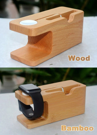 Bamboo Apple Watch Charger Holder & iPhone Holder Fuchsia Molly