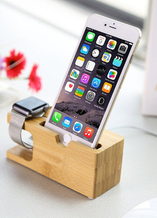 Bamboo Apple Watch Charger Holder & iPhone Holder Fuchsia Molly