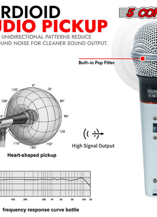 5Core XLR Microphone Dynamic Mic Karaoke Singing Studio Mics Handheld Microfono-1