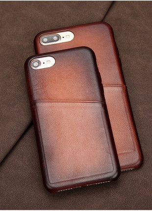 Antique Lamb Leather iPhone Card Case Fuchsia Molly