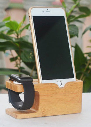 Bamboo Apple Watch Charger Holder & iPhone Holder Fuchsia Molly