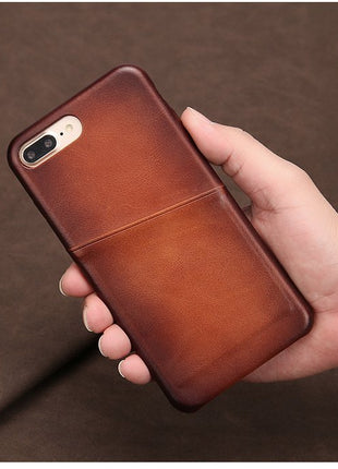 Antique Lamb Leather iPhone Card Case Fuchsia Molly