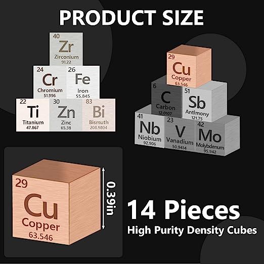 Metal Element Cube  High Purity, Periodic Table Of Elements Collection For Element Collections Hobbies, Pure Tungsten Cube, Iron, Aluminum, Bismuth,