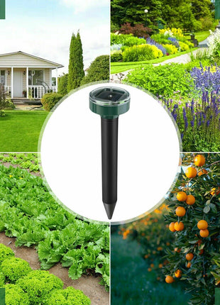 Solar Power Animal Repeller Ultrasonic Mole Pest Cat Mice Rodent Puce Gaia