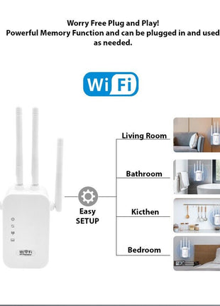 WiFi Range Extender Internet Booster Network Router Wireless Signal Puce Gaia