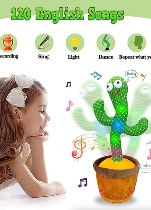 Dancing Cactus Plush Toy Doll Electronic Recording Shake With Song Puce Gaia