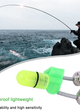 10/40 PC LED Night Fishing Bite Bait Alarm 2 Bells Light Rod Tip Clip Puce Gaia