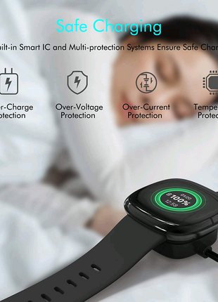 Wireless Charger For Fitbit Sense Versa 3 4 Watch USB Fast Charging Puce Gaia
