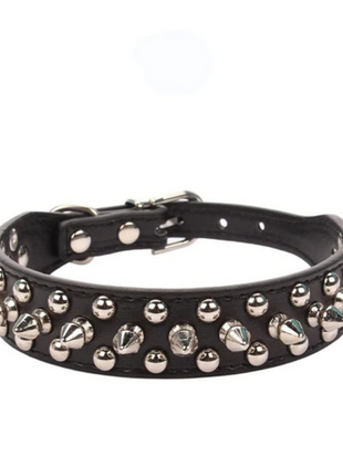 Spiked Studded Leather Dog Collar Rivets Pet Small Large Cat Pit Bull Puce Gaia