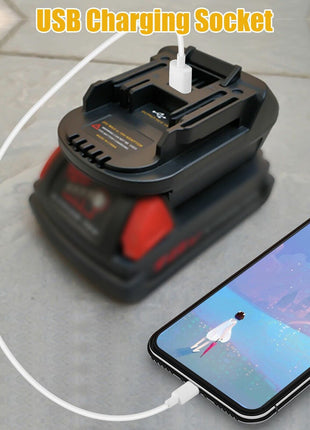 USB Battery Adapter Converter For 20V DEWALT Milwaukee M18 Convert To Puce Gaia