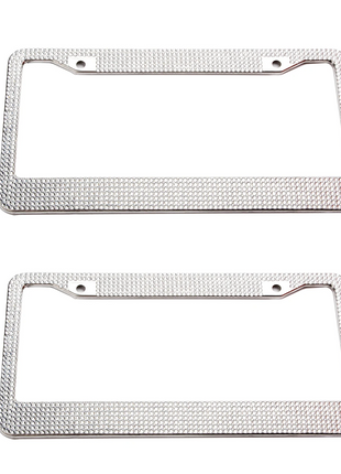 2PCS Bling License Plate Frame Glitter Crystal Sparkling Rhinestone Puce Gaia