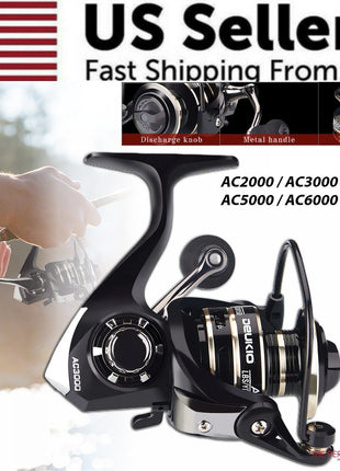 12BB Metal Spinning Fishing Reel 5.2:1 Freshwater Saltwater Left Right Puce Gaia