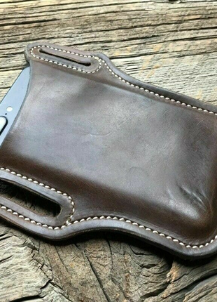 Men Cell Phone Belt Pack Bag Loop Waist Holster Pouch Case Leather Puce Gaia