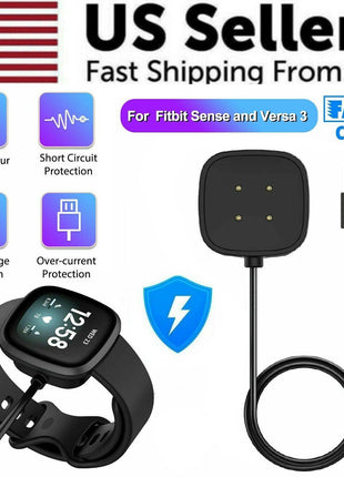 Wireless Charger For Fitbit Sense Versa 3 4 Watch USB Fast Charging Puce Gaia
