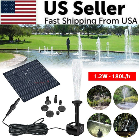 Solar Power Fountain Submersible Floating Water Pump Bird Bath Pond Puce Gaia