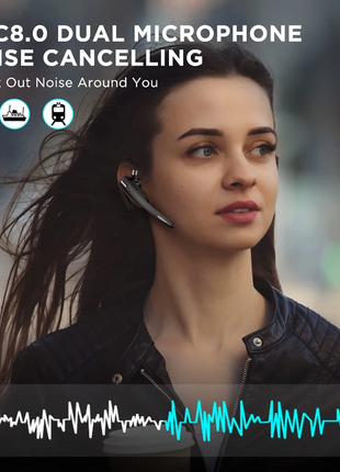 Trucker Wireless Headset Bluetooth 5.1 Earpiece Dual Mic Earbud Noise Puce Gaia