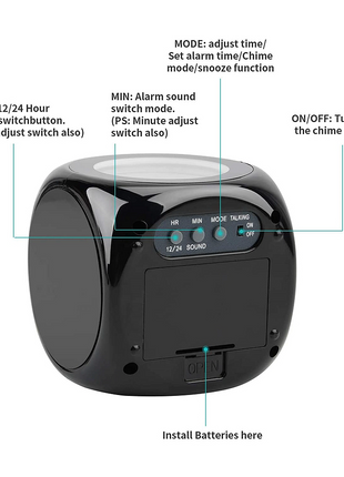 LED Projection Alarm Clock Digital LCD Display Voice Talking Weather Puce Gaia