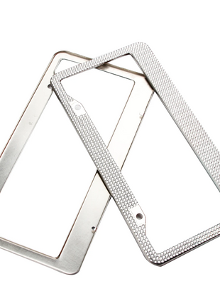 2PCS Bling License Plate Frame Glitter Crystal Sparkling Rhinestone Puce Gaia