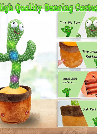 Dancing Cactus Plush Toy Doll Electronic Recording Shake With Song Puce Gaia
