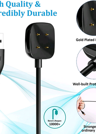 Wireless Charger For Fitbit Sense Versa 3 4 Watch USB Fast Charging Puce Gaia