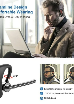 Bluetooth Earpiece Wireless Headset Noise Cancelling Headphones Driver Puce Gaia