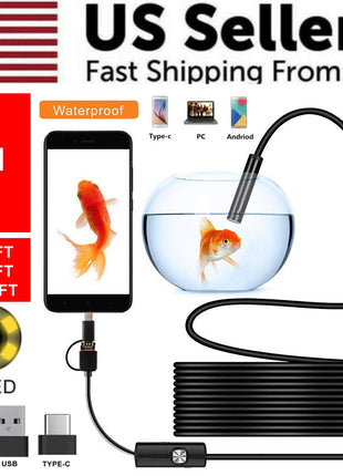 5M 6LEDs Snake Endoscope Borescope 8mm Inspection USB Camera Scope For Puce Gaia