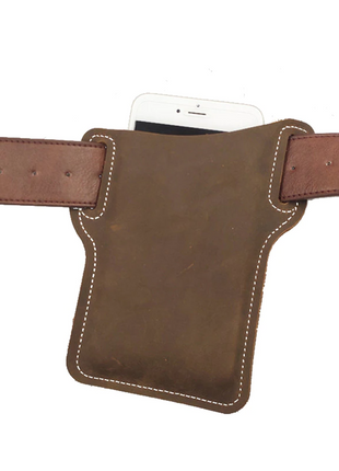 Men Cell Phone Belt Pack Bag Loop Waist Holster Pouch Case Leather Puce Gaia