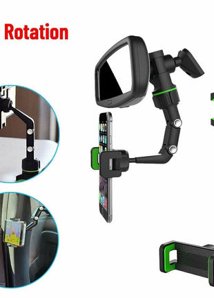 360° Car Rearview Mirror Rotation Adjustable Phone Holder Mount Puce Gaia