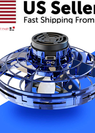 Flying Fidget Spinner Drone Ball UFO Stress Focus Hand Fun Toy LED Puce Gaia
