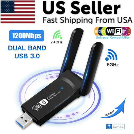 1200Mbps Long Range AC1200 Dual Band 5GHz Wireless USB 3.0 WiFi Puce Gaia