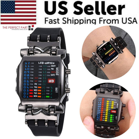 Luxury Men's Watch LED Sports Date Digital Bracelet Waterproof Quartz Puce Gaia