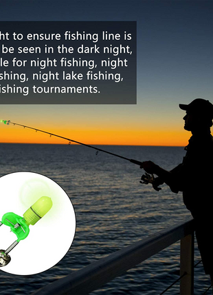 10/40 PC LED Night Fishing Bite Bait Alarm 2 Bells Light Rod Tip Clip Puce Gaia