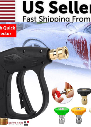 1/4" High Pressure Washer Gun 4000 PSI Car Wash Foam Spray Short Wand Puce Gaia