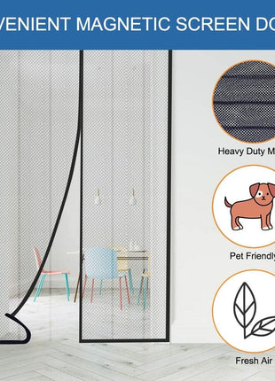 Magnetic Screen Door Mesh Curtain Durable Heavy Duty Mosquito Net Bug Puce Gaia