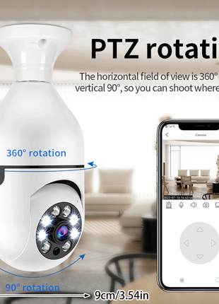 360° 1080P IP E27 Light Bulb Camera Wi-Fi IR Night Smart Home Wireless Puce Gaia